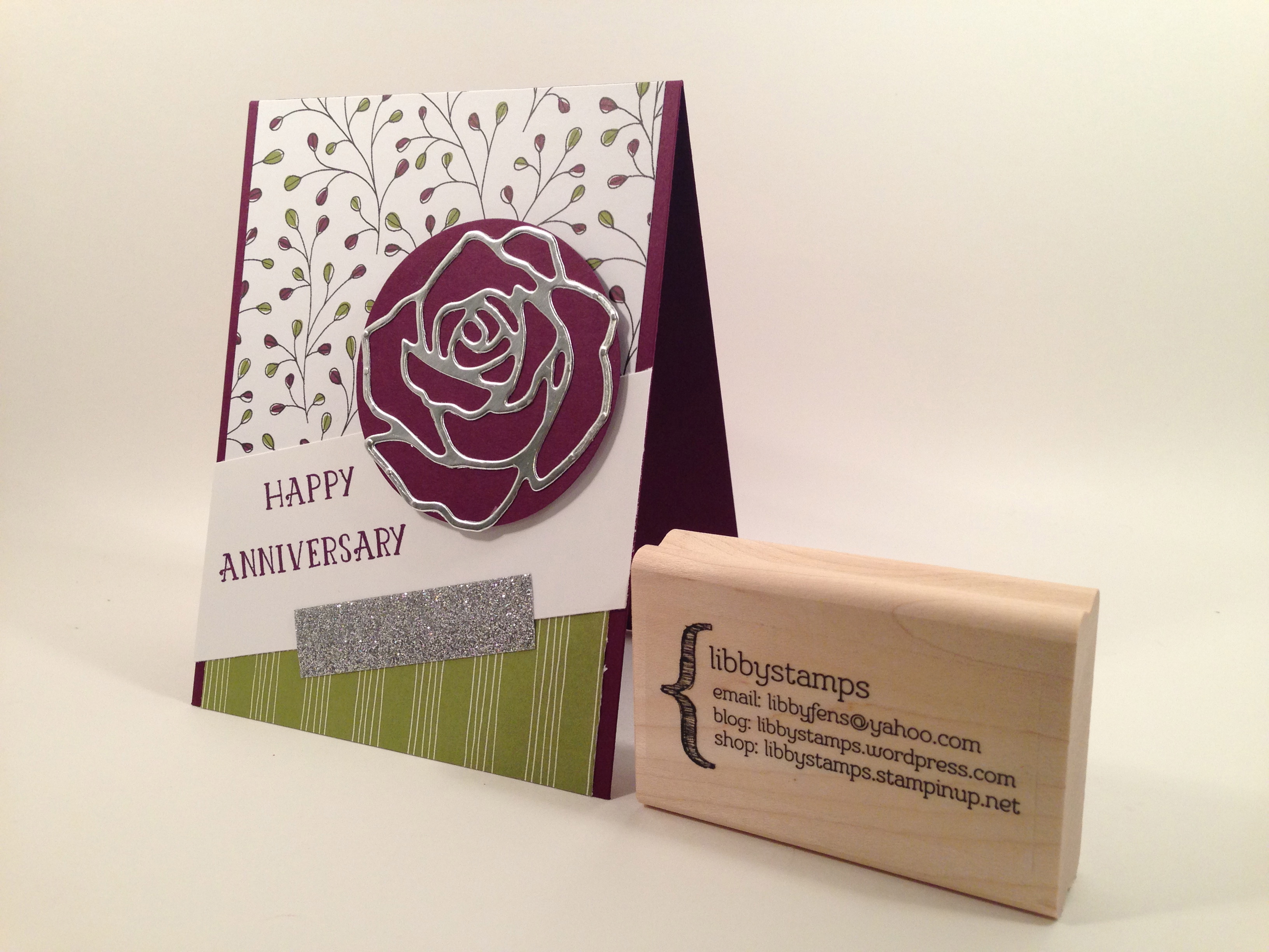 libbystamps, stampin up, Wildflower Fields DSP, Rose Garden Thinlits, Numbers of Years, CCMC397, Anniversary, Sale-a-Bration 2016 