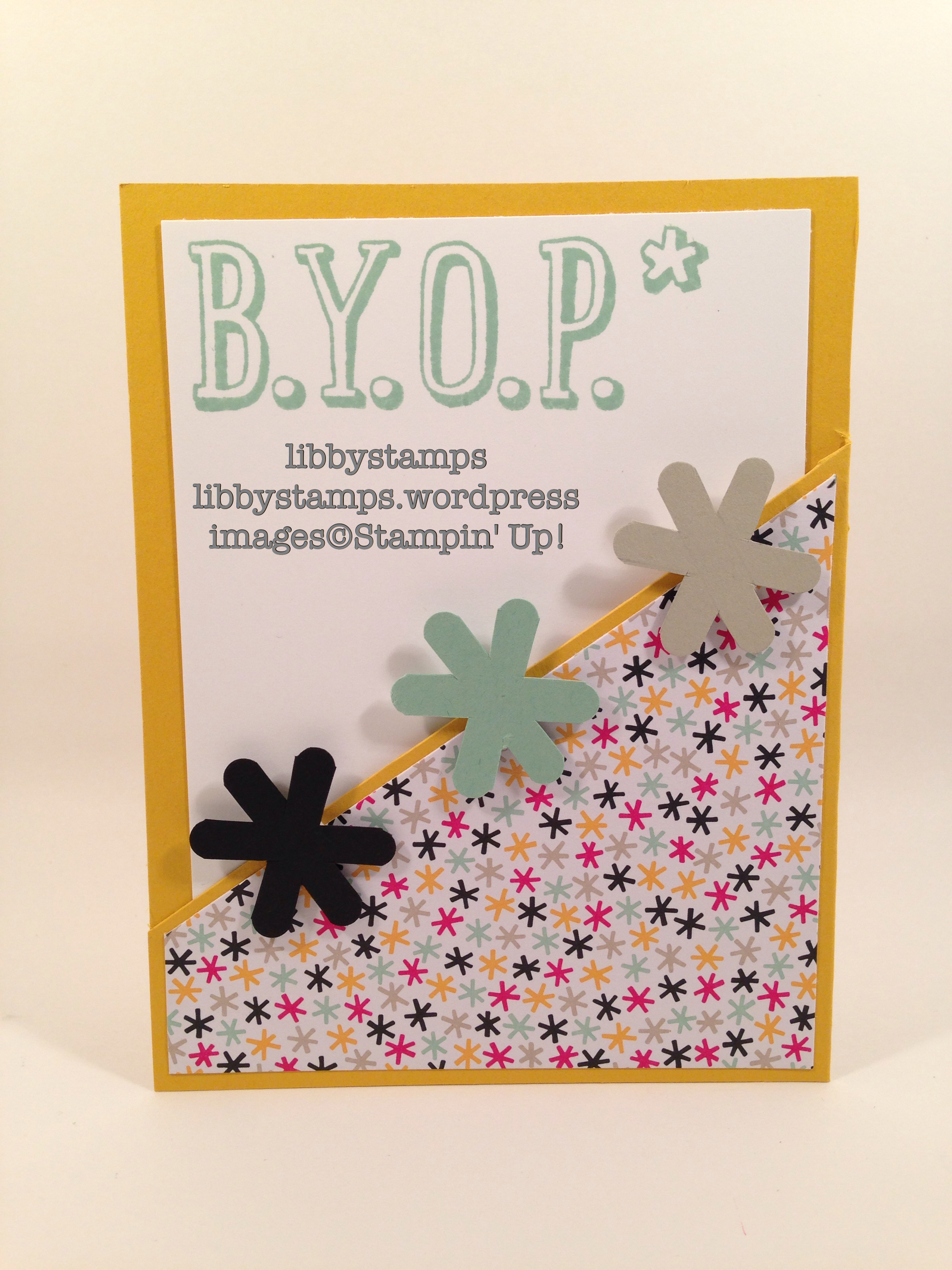 libbystamps, stampin' up, B.Y.O.P., It's My Party DSP, 1 1/4 Scallop Circle Punch, pocket card, CYCI#114 