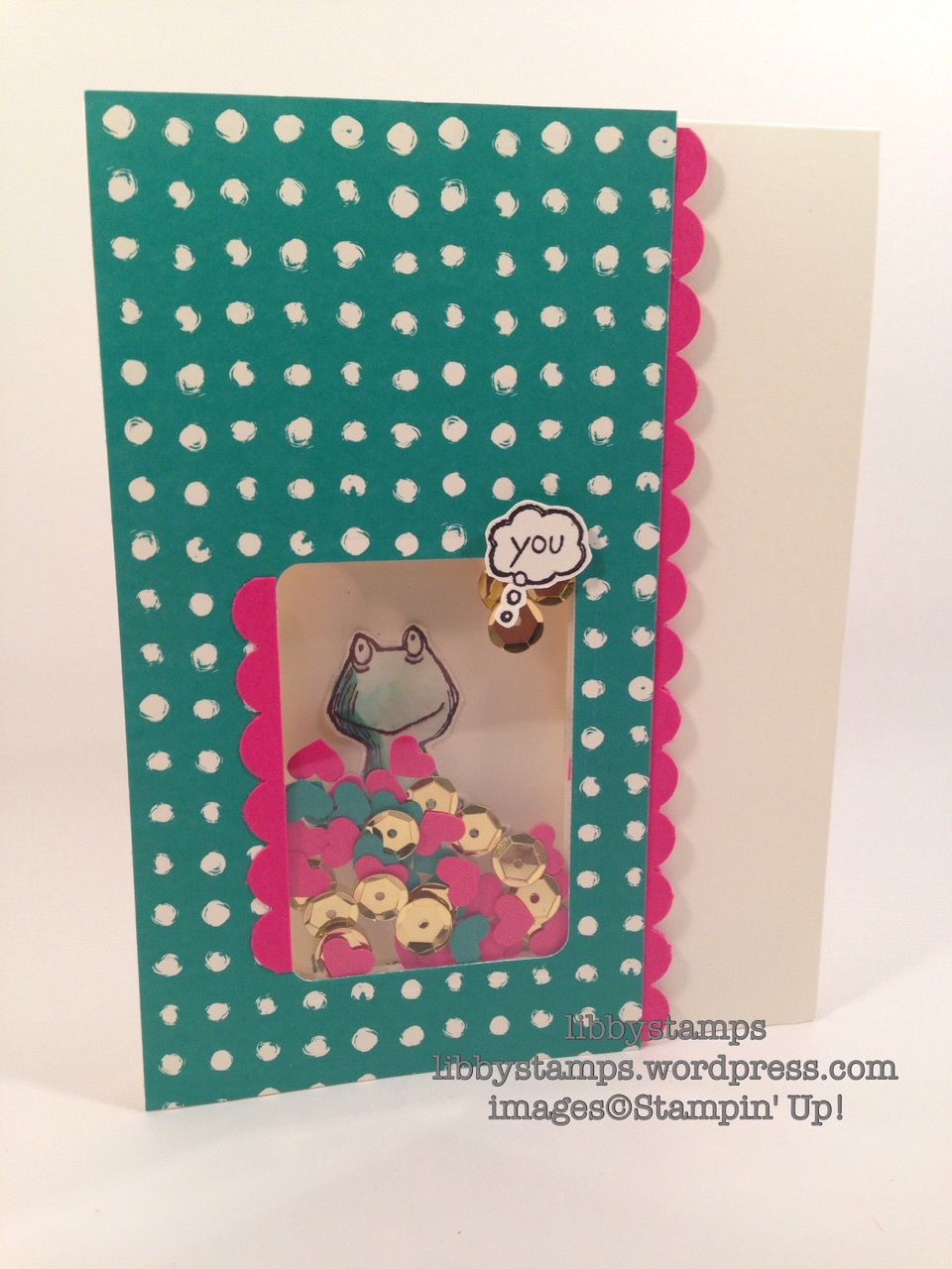 libbystamps, stampin up, Love You Lots, shaker card, TSOT275, Playful Palette DSP, Scallop Edge Border Punch, Hearts Border Punch, 