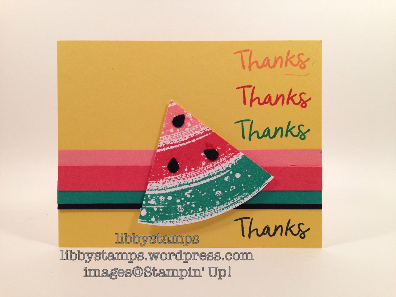 libbystamps, stampin up, Thankful Thoughts, Work of Art, WWC73,  watermelon