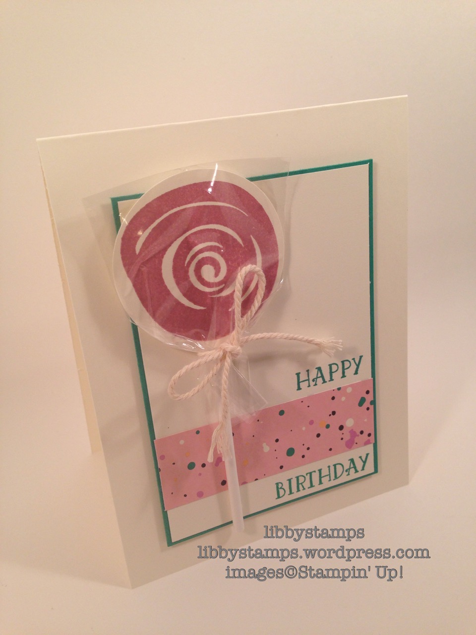 libbystamps, stampin up, Swirly Bird, Number of Years, Playful Palette DSP, lollipop