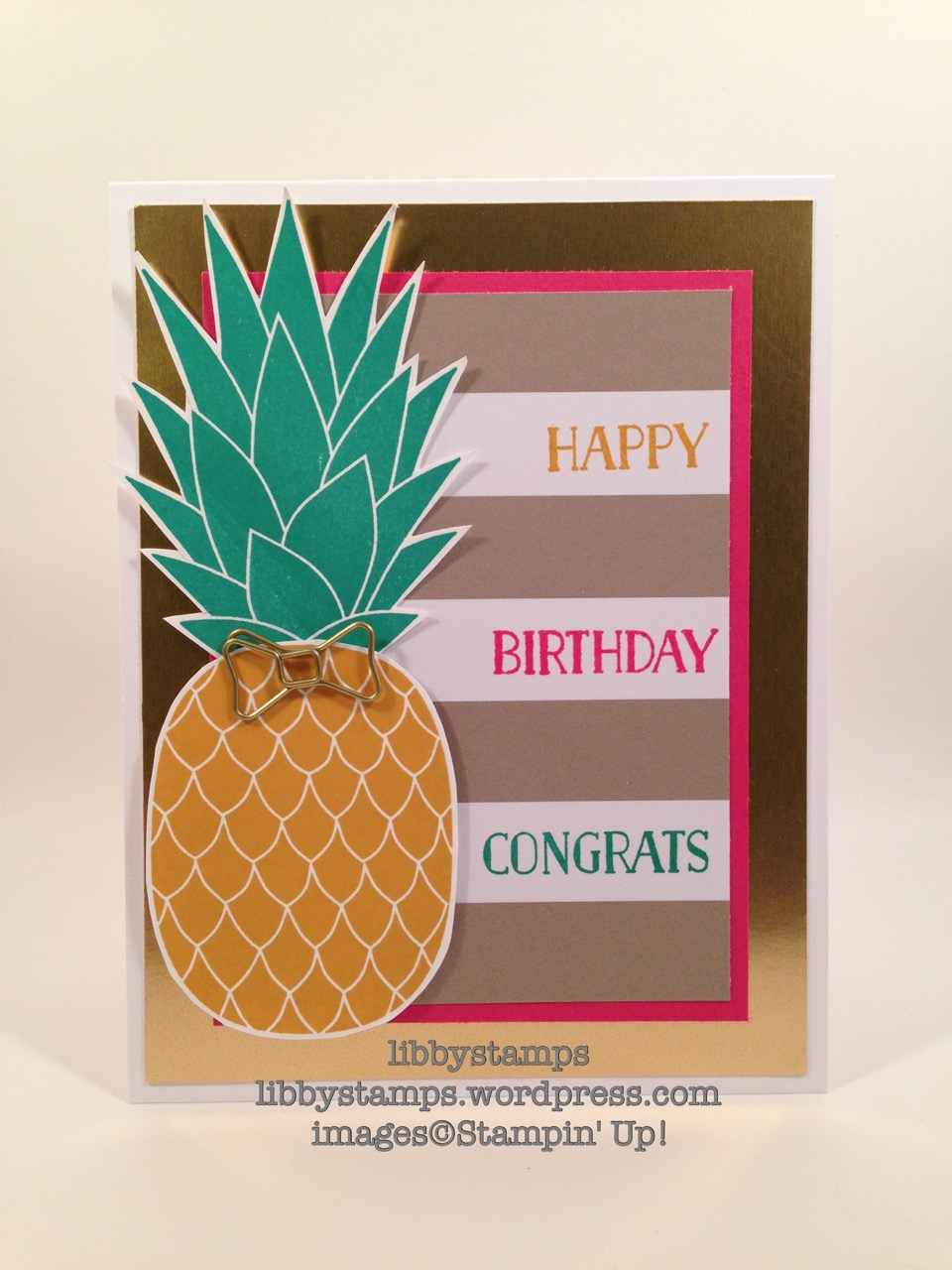 libbystamps, stampin up, Banner Surprise Paper Pumpkin, Pineapple, Simple Saturday, Tin of Cards, Bow Paper Clips,