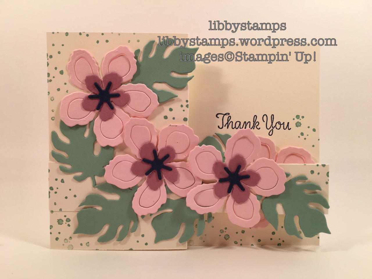 libbystamps, stampin up, Botanical Builder Framelits. Thankful Thoughts, Botanical Blooms, WWC77, z-fold