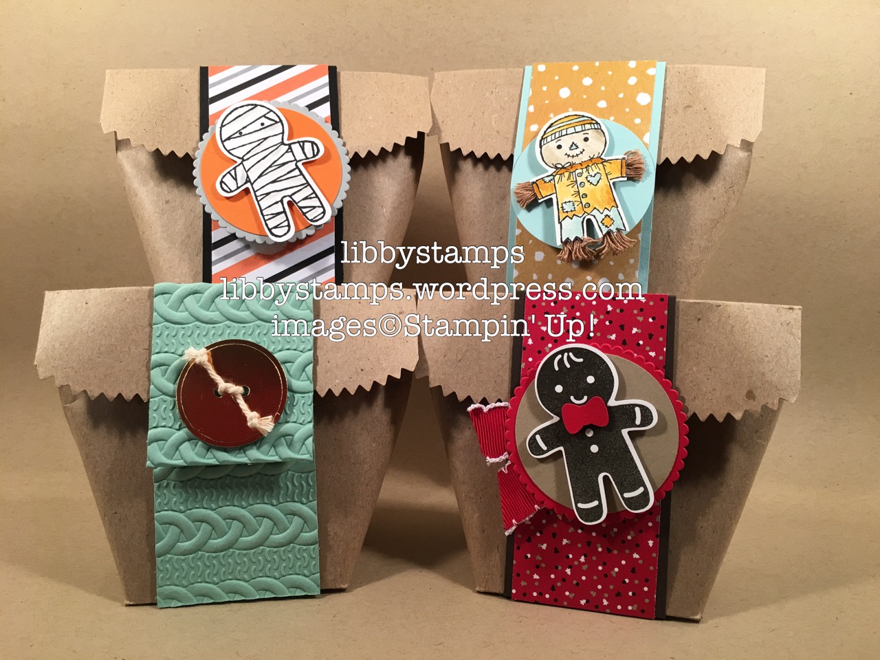 libbystamps, stampin up, Tag A Bag Gift Bags, treat bag, Blogging Friends Blog Hop, Cookie Cutter Christmas, Cookie Cutter Halloween, Cookie Cutter Builder Punch, Layering Circles Framelits 