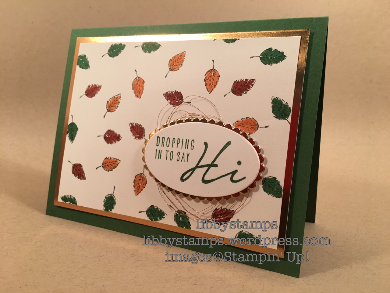 libbystamps, stampin up, Lovely as a Tree, Acorny Thank You, Layering Ovals Framelits, Copper Foil, Copper Metallic Thread, BFBH