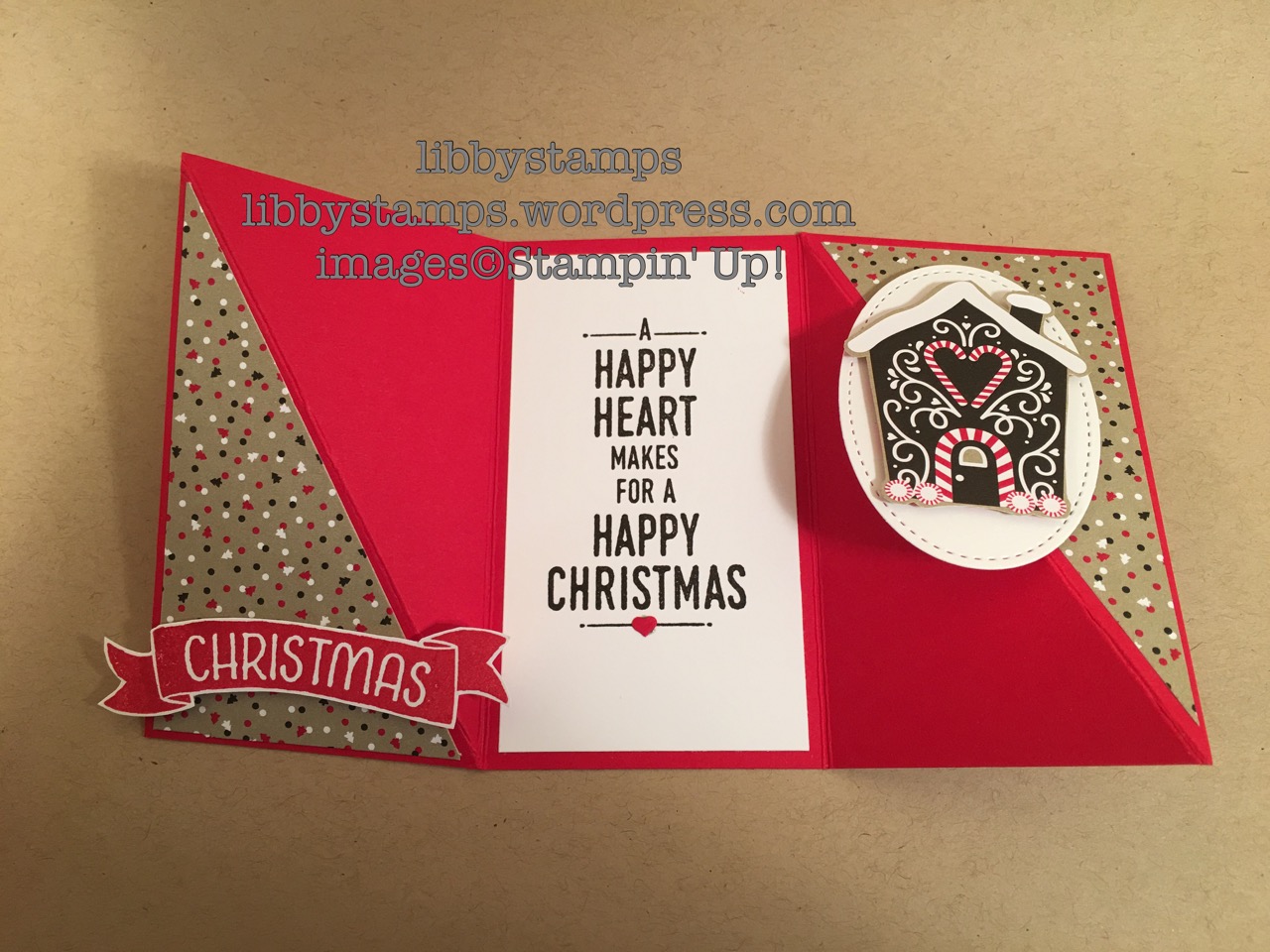 libbystamps, stampin up, Stitched Shapes Framelits, Candy Cane Lane, Suite Seasons, Time of Year, Twist Gate Fold