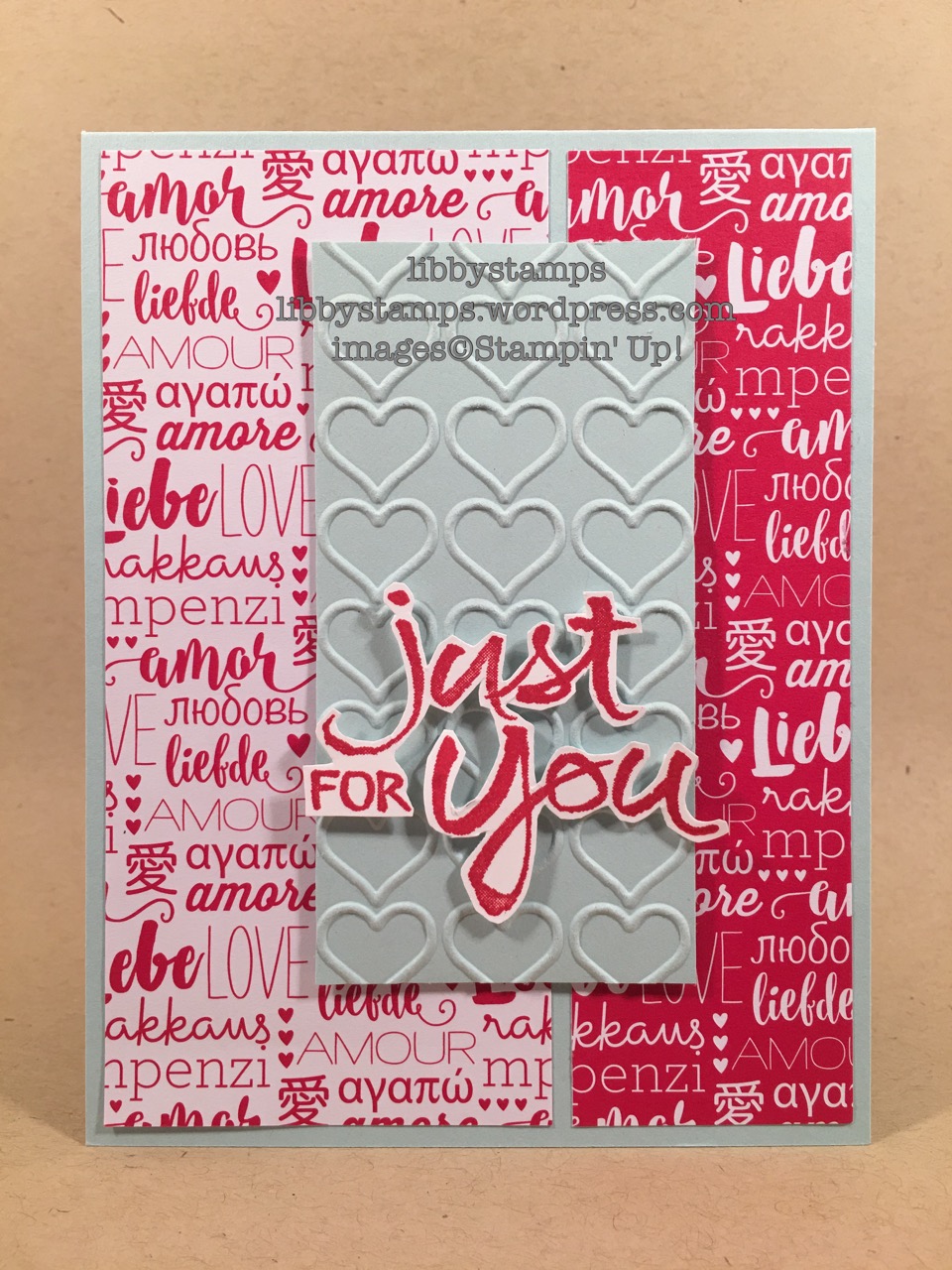 libbystamps, Stampin Up, Watercolor Words, Sending Love DSP Stack, Happy Heart EF, TSOT#305