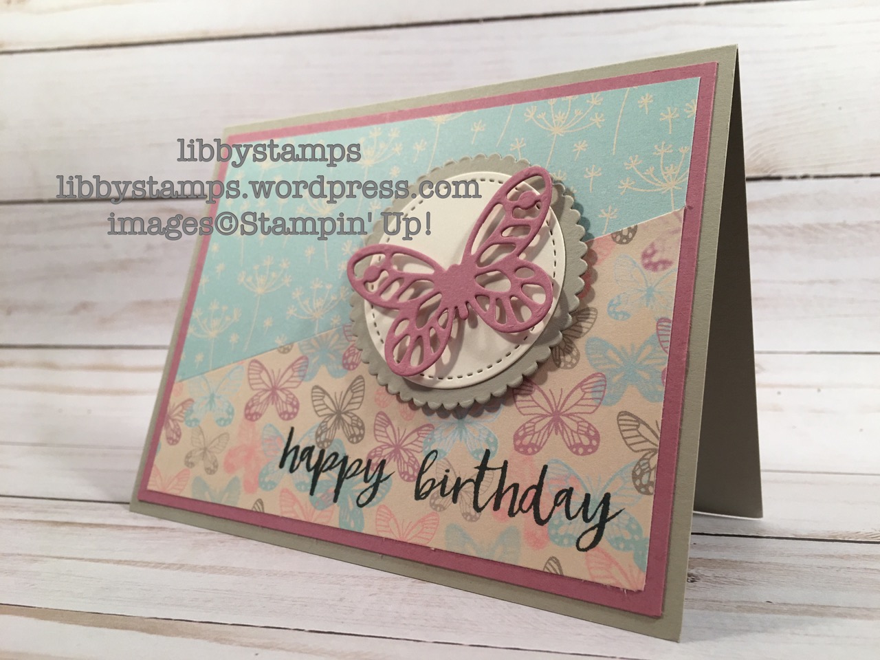 libbystamps, stampin up, Milestone Moments, Bold Butterflies Framelits, Layering Circles Framelits, Stitched Shapes Framelits, Falling in Love DSP, Card Buffet, SGGW