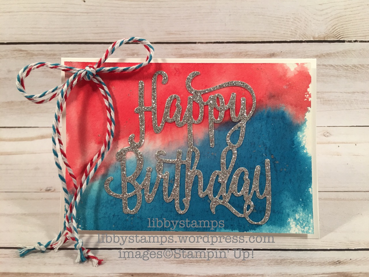 libbystamps, stampin up, Happy Birthday Thinlits, Large Numbers Framelits, Wood Crate Framelits, Patriotic, BFBH, watercolor, red white & blue