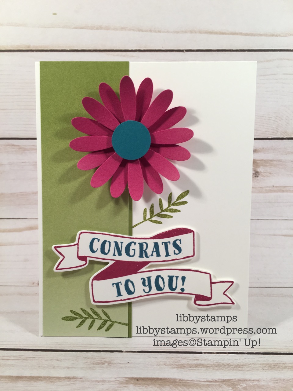libbystamps, stampin up, 2017-2018 Catalog, Banners For You, Bunch of Banners Framelits, Color Theory DSP, Daisy Punch, 1/2 Circle Punch, CCMC