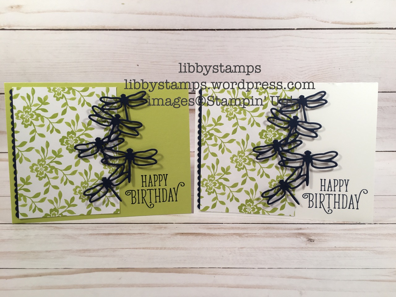 libbystamps, stampin up, Happy Birthday Gorgeous, Detailed Dragonfly Thinlits, Decorative Ribbon Border Punch, Fresh Florals DSP, We Create