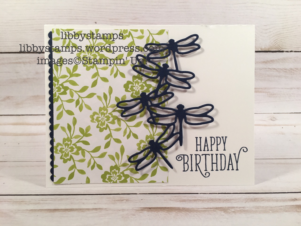 libbystamps, stampin up, Happy Birthday Gorgeous, Detailed Dragonfly Thinlits, Decorative Ribbon Border Punch, Fresh Florals DSP, We Create