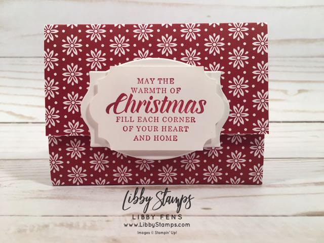 libbystamps, Stampin' Up!, Timeless Tidings, Foliage Frame Framelits, Dashing Along DSP, Everyday Label Punch, Classic Label Punch, gift card holder