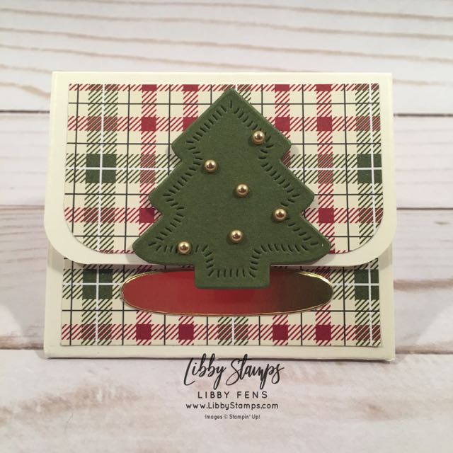 libbystamps, Stampin' Up!, Triangle Treat Box, Sweetly Stitched Framelits, Festive Farmhouse DSP, Metallic Pearls, Christmas treat, CCMC