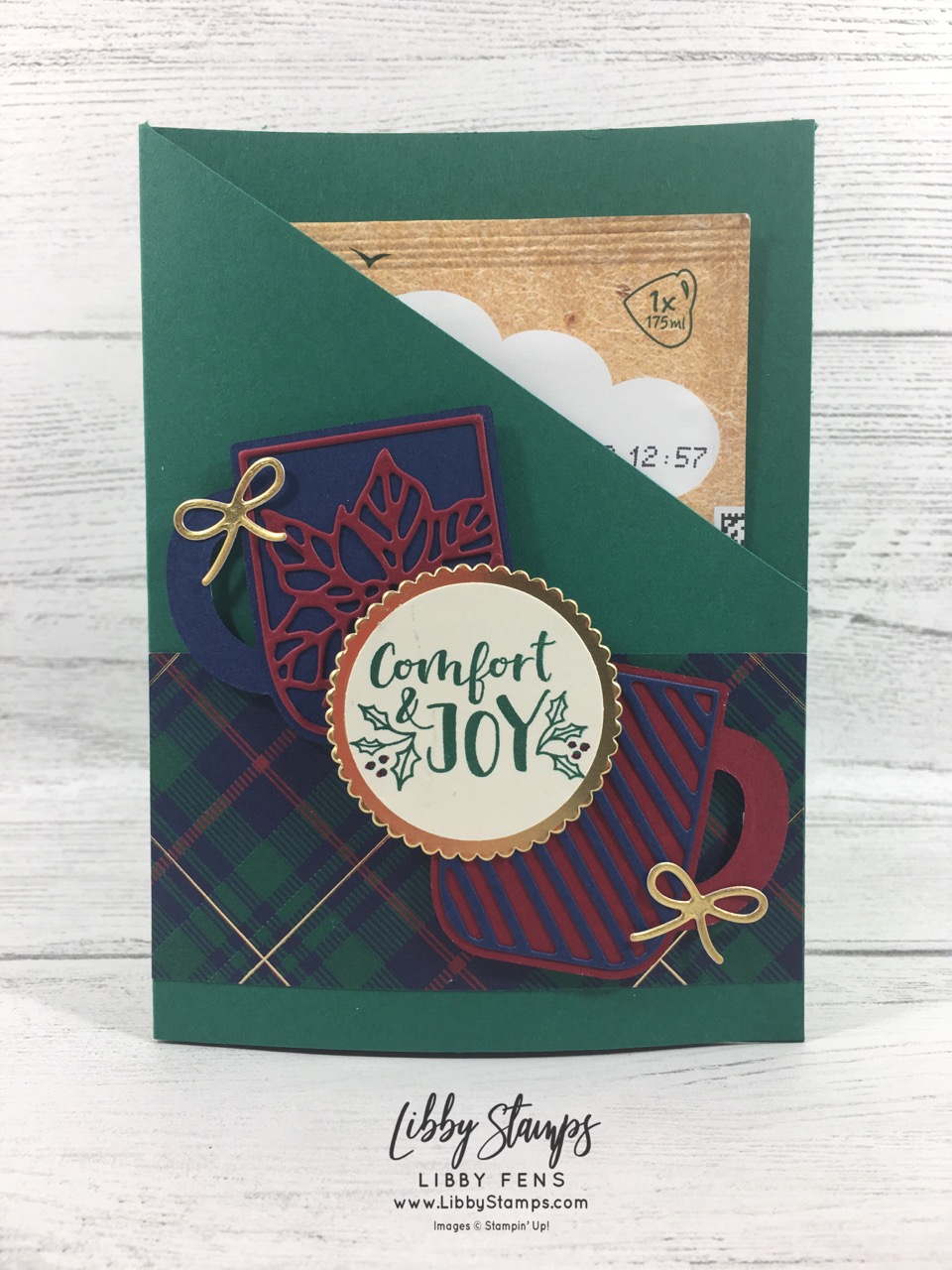 libbystamps, Stampin' Up!, Cup of Christmas, Cup of Cheer Dies, Cup of Christmas Bundle, Wrapped in Plaid DSP, Layering Circles Dies, TSOT