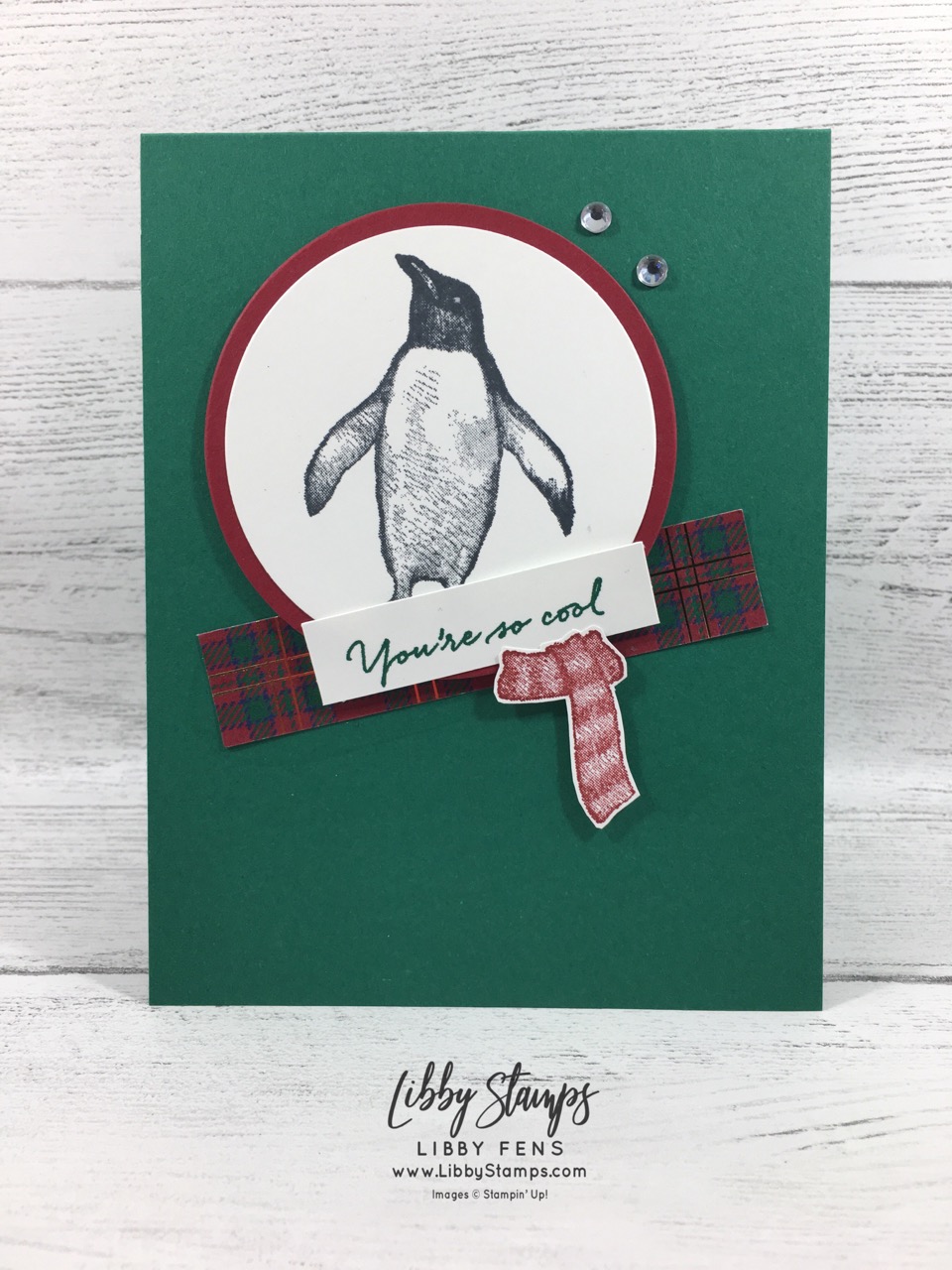 libbystamps, Stampin' Up!, Playful Penguins, Layering Circles Dies, Wrapped in Plaid 6x6 DSP, CCMC