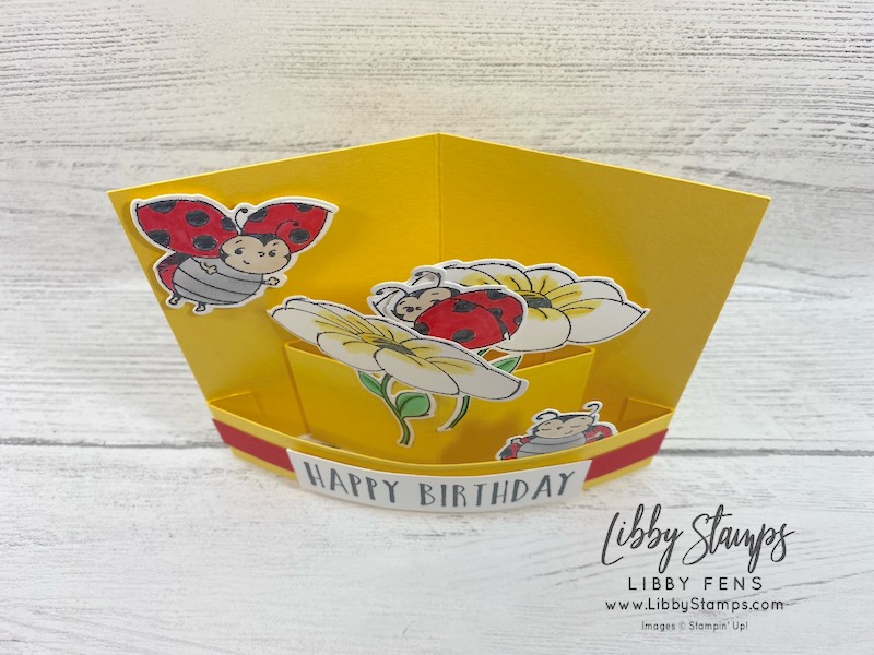 libbystamps, Stampin' Up!, Little Ladybug, Perennial Birthday, Ladybug Dies, CCMC, Quarter Sheet Pop Out Card