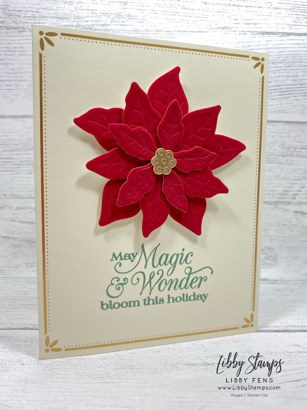 libbystamps, Stampin' Up!, Poinsettia Petals, Poinsettia Petals Bundle, Poinsettia Dies, Red Velvet Card Stock, Brushed Metallic Card Stock, Stamparatus, Gold Cards & Envelopes, Ink Stamp Share Blog Hop