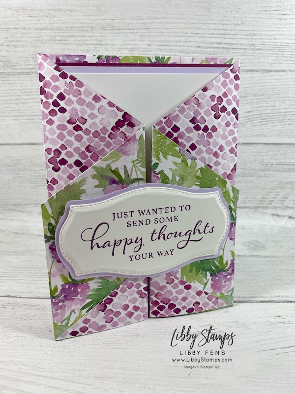 libbystamps, Stampin' Up!, Happy Thoughts, Tasteful Labels Dies, Berry Blessings Bundle, Berry Delightful DSP, Fun Fold, Double Gate Fold Card, SAB, Sale-A-Bration, Sale-a-bration 2021, Saleabration, Saleabration 2021