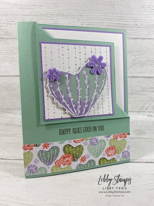 libbystamps, Stampin' Up!, Flowering Cactus, Flowering Cactus Dies, Flowering Cactus DSP, Flowering Cactus Product Medley, Fun Fold, #STTCCHALLENGE, #stampinthroughthecatalog