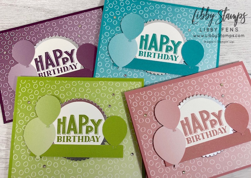 libbystamps, Stampin' Up!, You Are Amazing, Layering Circle Dies, Oh So Ombre DSP, Balloon Bouquet Punch, 2" Circle Punch, Basic Rhinestone Jewels, SAB, Saleabration, Saleabration 2021, Ink Stamp Share Blog Hop, birthday card