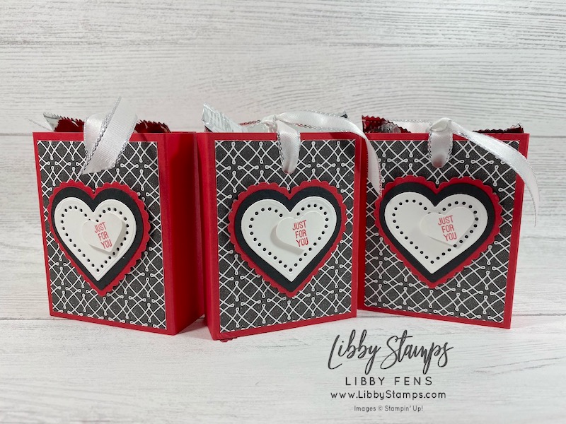 libbystamps, Stampin' Up!, Kangaroo & Company, Many Hearts Dies, True Love DSP, Heart Punch Pack, Kiss Punch, Silver 3/8" Metallic Edge Ribbon, CCMC, Create with Connie and Mary, Valentine's Day
