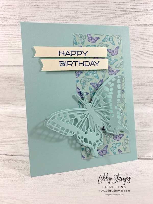 libbystamps, Stampin' Up!, Vine Design, Brilliant Wings Dies, Butterfly Bijou DSP, TSOT, Try Stampin' on Tuesday, birthday card