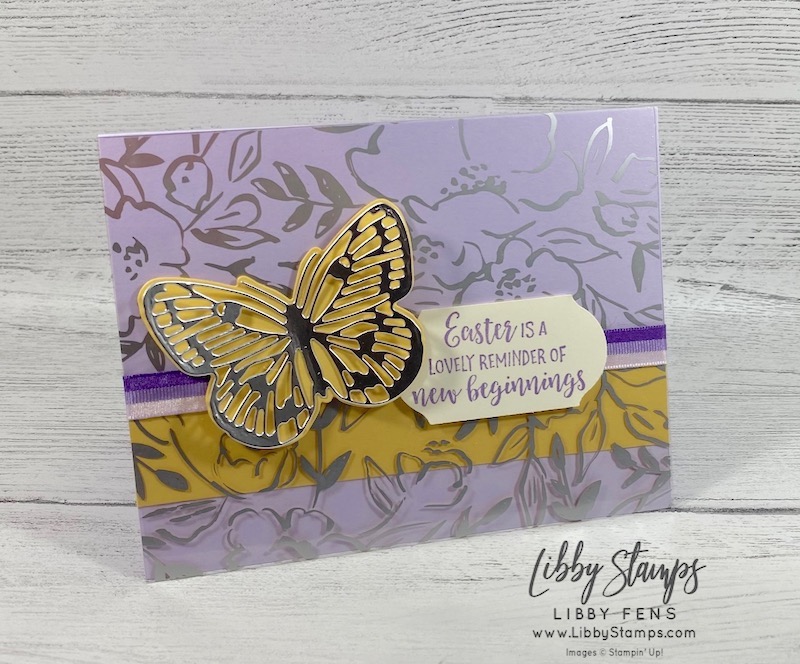 libbystamps, Stampin' Up!, Springtime Joy, Brilliant Wings Dies, Golden Garden Designer Specialty Acetate, Timeless Label Punch, Purple 3/8" Tri-Color Ribbon, CCMC, Create with Connie and Mary, Easter