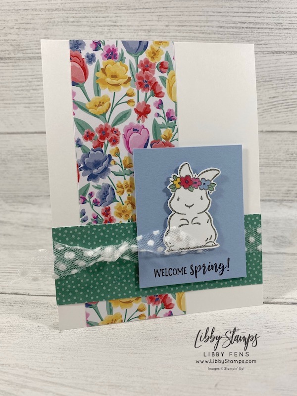 libbystamps, Stampin' Up!, Springtime Joy, Flowers For Every Season DSP, Whisper White 5/8" Polka Dot Tulle Ribbon, CSTB, Creative Stampers Tutorial Bundle Group, Creative Stampers