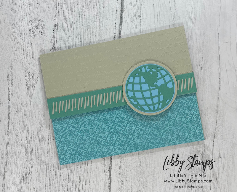 libbystamps, Stampin' Up!, Beautiful World, World Map Dies, Scripty 3D EF, Butterfly Bijou DSP, 2 1/4" Circle  Punch, AHSC, Atlantic Hearts Sketch Challenge