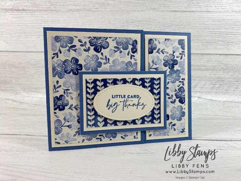 libbystamps, Stampin' Up!, Flowers of Friendship, Stitched Shapes Dies, Boho Indigo Product Medley, Fun Fold Fridays, Fun Fold