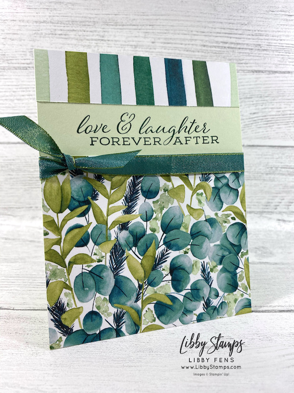 libbystamps, Stampin' Up!, Forever Fern, Forever Greenery DSP, Old Olive / Pretty Peacock Reversible Ribbon, CCM, Create with Connie and Mary, Create with Connie and Mary Saturday Blog Hop