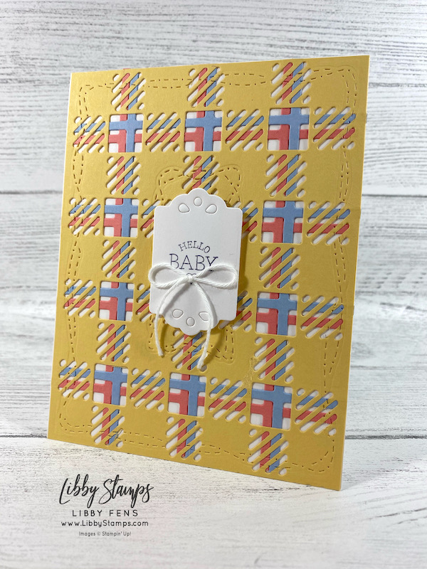 libbystamps, Stampin' Up!, So Sentimental, Best Plaid Builder Dies, Trio of Tags Dies, Stitched With Whimsy Dies, Snail Mail Twine Combo Pack, CCMC, Create with Connie and Mary