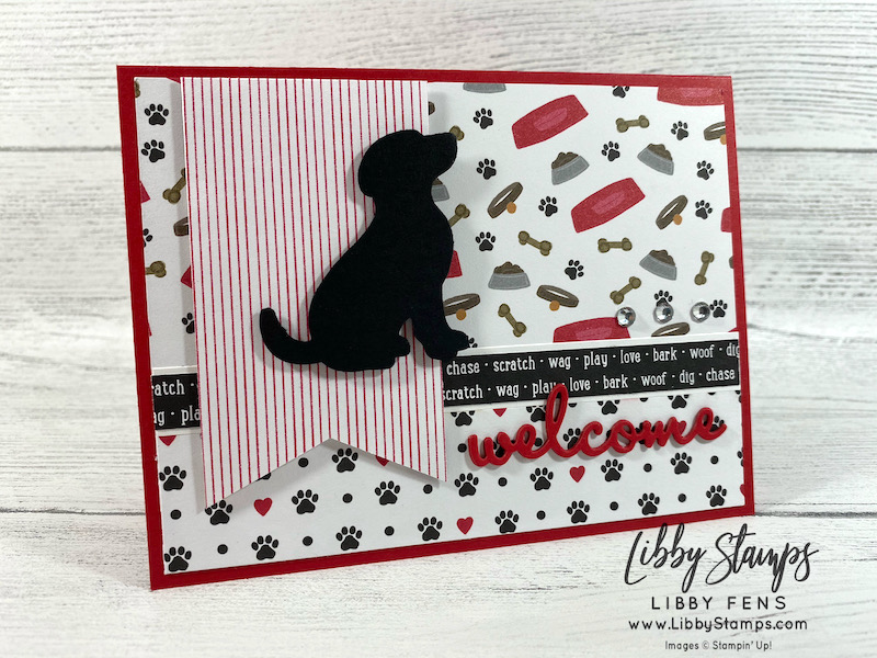 libbystamps, Stampin' Up!, Well Written Dies, Playful Pets DSP, Dog Builder Punch, Cat Punch, Rhinestone Basic Jewels, pet cards, Ink Stamp Share Blog Hop