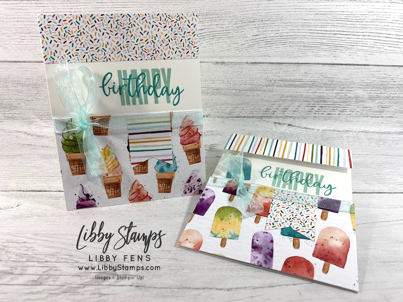 libbystamps, Stampin' Up, Biggest Wish, Ice Cream Corner DSP, Tailored Tag Punch, Window Sheets, Pool Party 3/8" Sheer Ribbon, TSOT, Try Stampin' on Tuesday
