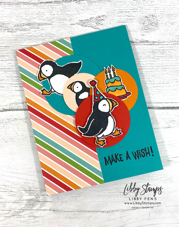 libbystamps, Stampin' Up, Party Puffins, Pattern Party DSP, Stamparatus, AHSC, Atlantic Heart Sketch Challenge