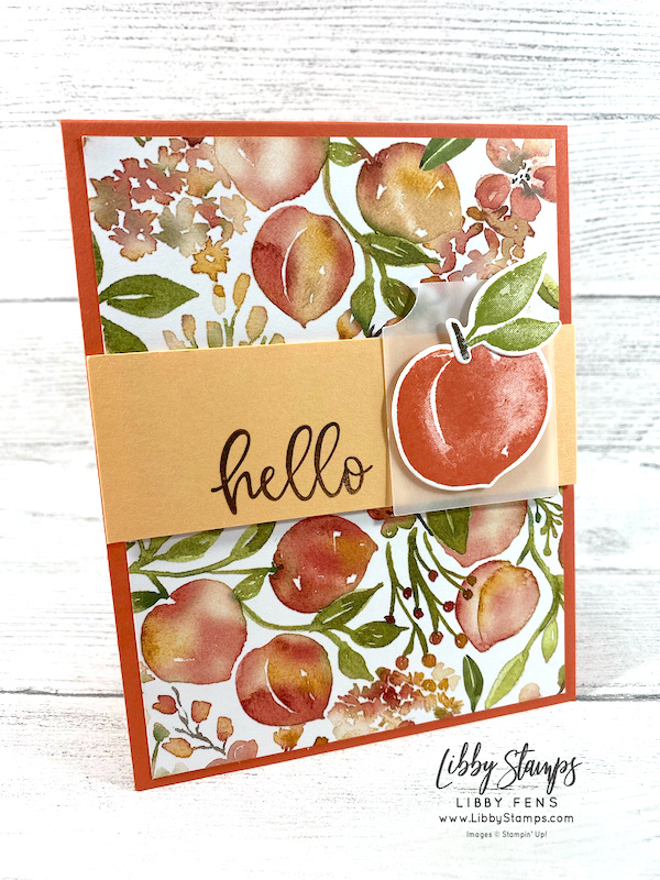 libbystamps, Stampin' Up, Sweet As A Peach, Sweet As A Peach Bundle, Biggest Wish, Peach Dies, You're A Peach DSP, Essential Tag Punch, Early Espresso Stampin' Write Marker, AHSC, Atlantic Hearts Sketch Challenge