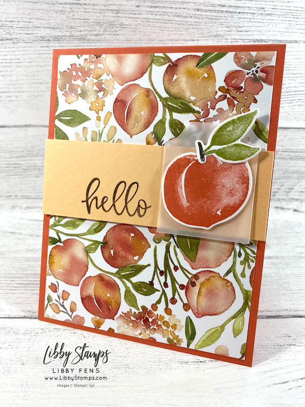 libbystamps, Stampin' Up, Sweet As A Peach, Sweet As A Peach Bundle, Biggest Wish, Peach Dies, You're A Peach DSP, Essential Tag Punch, Early Espresso Stampin' Write Marker, AHSC, Atlantic Hearts Sketch Challenge