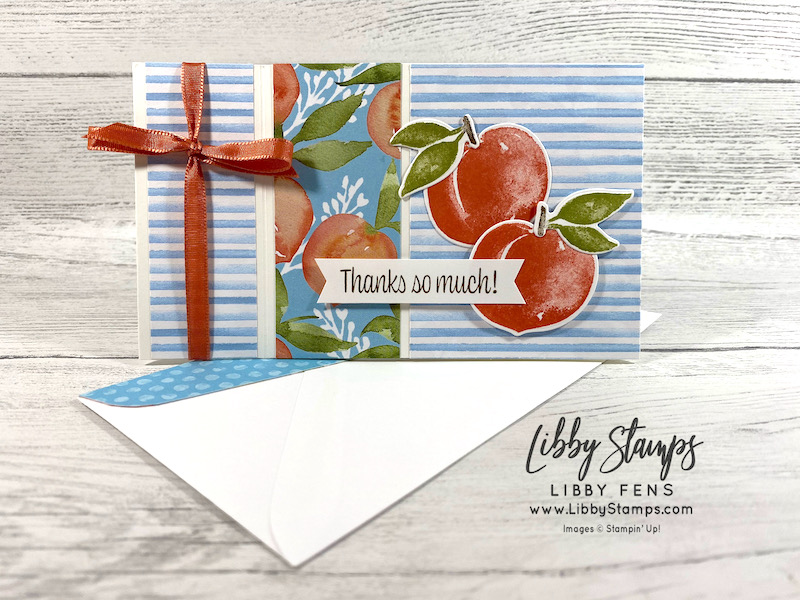 libbystamps, Stampin' Up, Sweet As A Peach, Sweet As A Peach Bundle, Peach Dies, You're A Peach DSP, Stamping With Friends Blog Hop, Book Fold