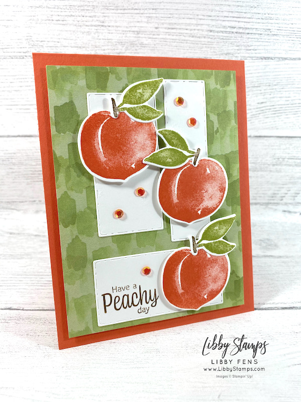 libbystamps, Stampin' Up, Sweet As A Peach, Sweet As A Peach Bundle, Picture This Dies, Peach Dies, You're A Peach DSP, Artistry Blooms Adhesive Baked Sequins, CCMC, Create with Connie and Mary, Create with Connie and Mary Challenges