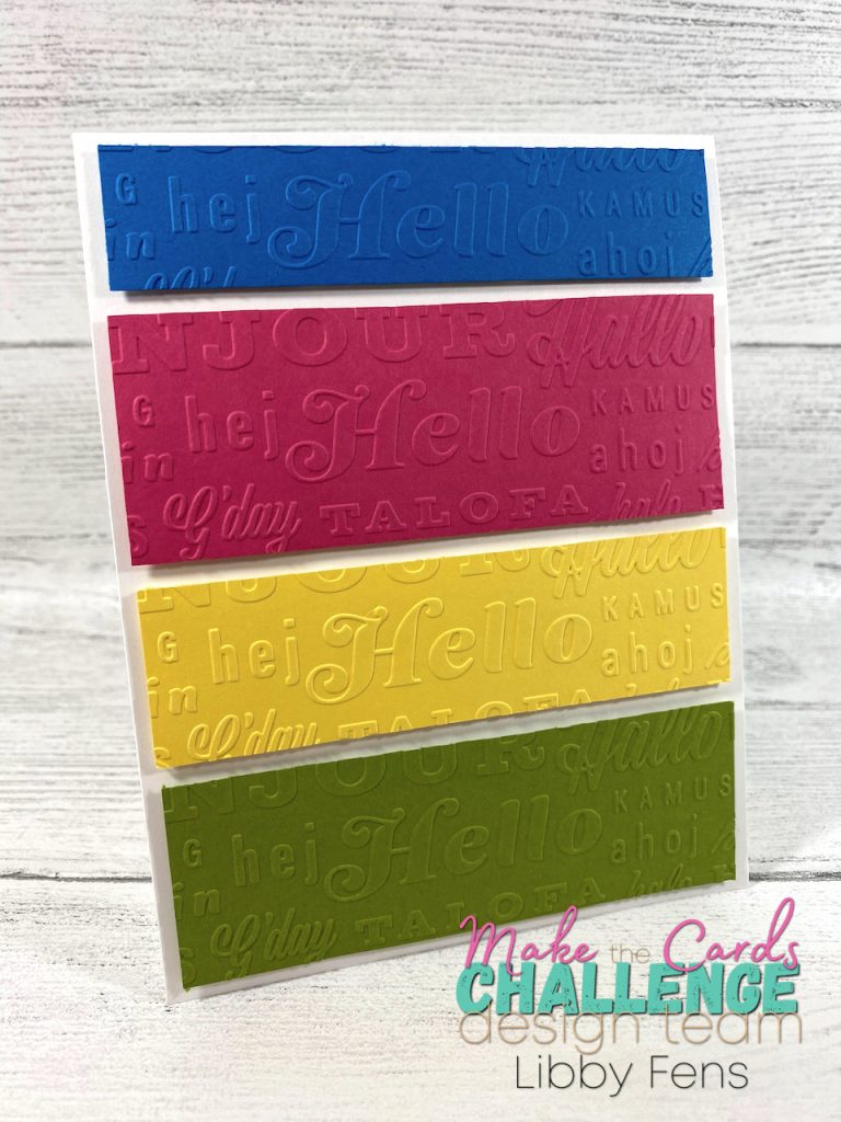 libbystamps, Stampin' Up, Thanks & Hello EF, Mini Stampin' Cut & Emboss, Make The Cards Challenge, MTCC, clean & simple