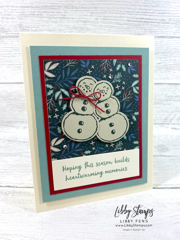 libbystamps, Stampin' Up, Snowman Season, Tidings of Christmas DSP, Snowman Builder Punch, 6" x 6" One Sheet Wonder, Stamping INKspirations, Stamping INKspirations Blog Hop