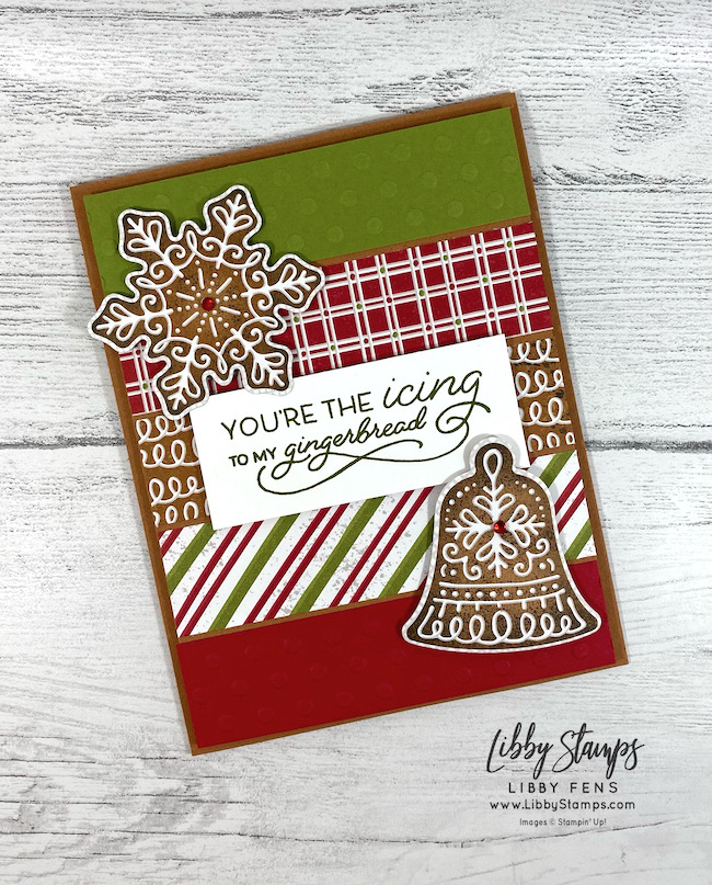 libbystamps, Stampin' Up. Frosted Gingerbread, Frosted Gingerbread Bundle, Gingerbread Dies, Checks & Dots Embossing Folder, Gingerbread & Peppermint Suite, Gingerbread & Peppermint DSP, Red Rhinestone Basic Jewels, CCM, Create with Connie and Mary, Create with Connie and Mary Saturday Blog Hop