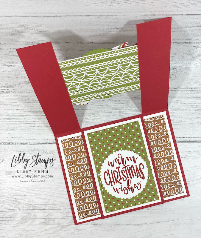 libbystamps, Stampin Up, Encircled In Warmth, Layering Circles Dies, Gingerbread & Peppermint DSP, Playful Pets Trim Combo Pack, Stamping With Friends Blog Hop, Spanner Card