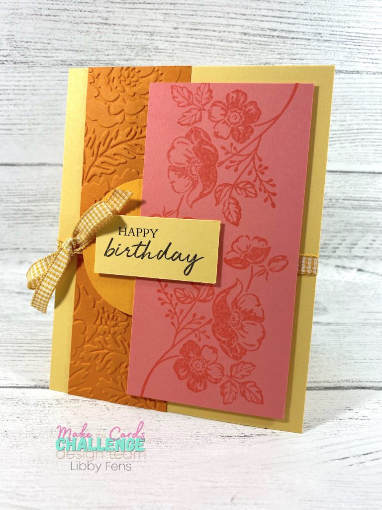 libbystamps, Stampin. Up, Shaded Summer, Pretty Flowers EF, Bumble 1/4" Gingham Ribbon, Make The Cards Challenge, J-D Mini Catalog