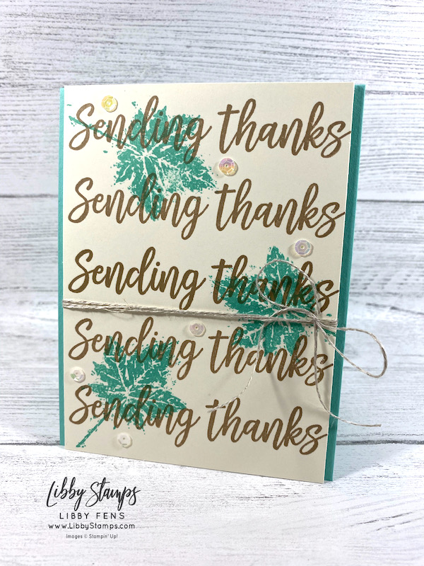 libbystamps, Stampin' Up, Thinking Thanks & Peace, Gorgeous Leaves, Stamparatus, Linen Thread, Ink Stamp Share, Ink Stamp Share Blog Hop, Fall Card