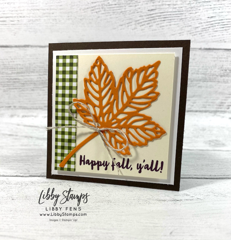 libbystamps, Stampin' Up, Banner Year, Intricate Leaves Dies, Heartwarming Hugs DSP, Linen Thread, Crafty Collaborations, Fall, 3x3 SWAP