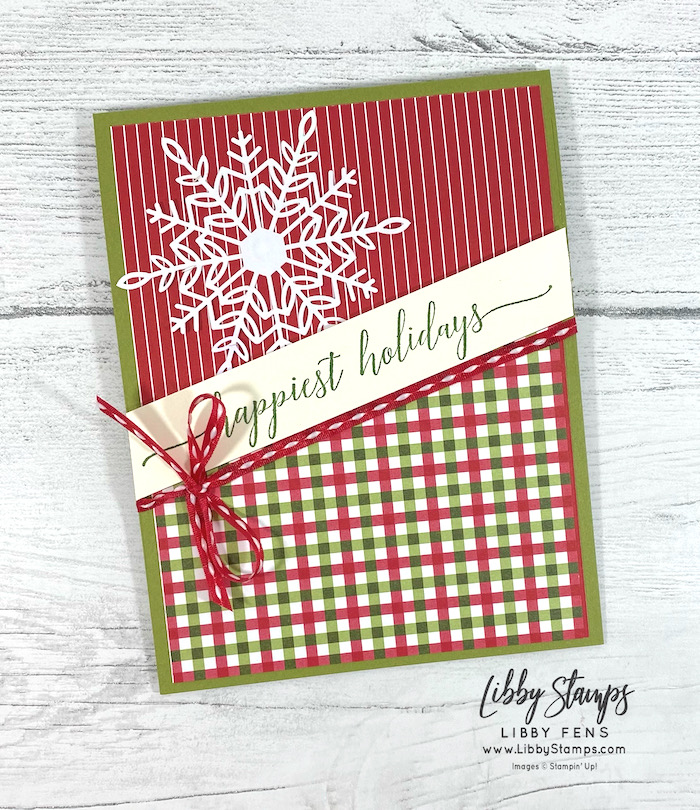 libbystamps, Stampin' Up, Heartfelt Wishes, Heartwarming Hugs DSP, Wonderful Snowflakes, Playful Pets Trim Combo Pack, Stamping With Friends Blog Hop, Christmas Card