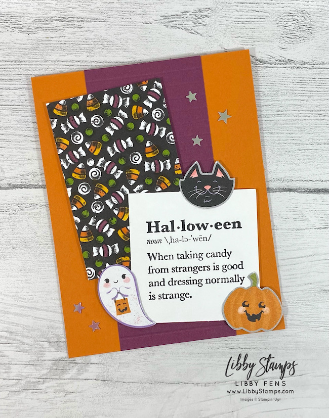 libbystamps, Stampin' Up, Well Defined, Cute Halloween DSP, Halloween Punch, Stamparatus, Stampin' Blends, Cute Stars Adhesive Backed Sequins, We Create, We Create Blog Hop