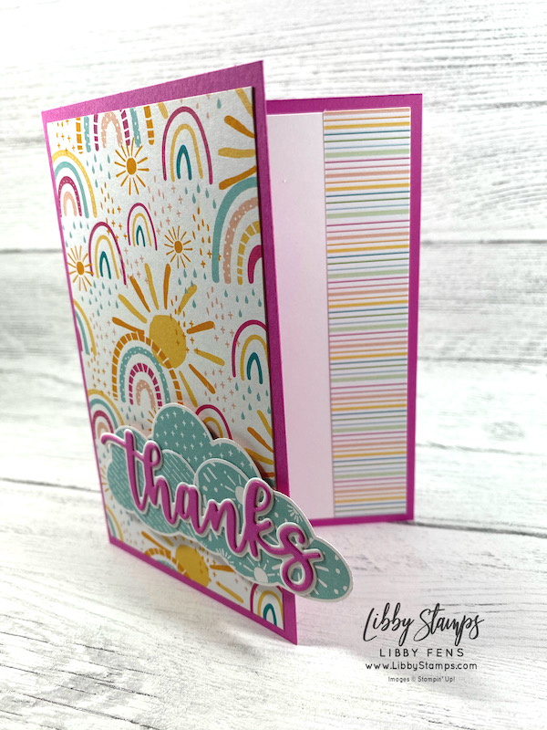 libbystamps, Stampin' Up, Amazing Thanks Dies, Sunshine & Rainbows DSP, Cloud Punch, CCM, Create with Connie and Mary Saturday Blog Hop